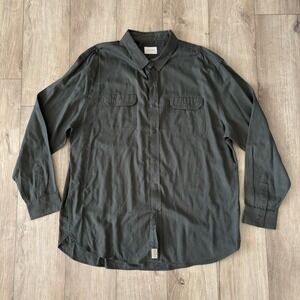 Jachs Shirt Mens XXL‎ Dark Green Flannel Cotton Classic Button